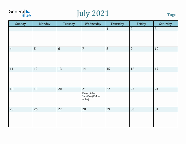 July 2021 Calendar with Holidays