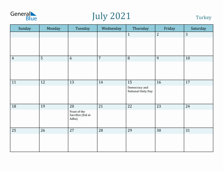 July 2021 Calendar with Holidays