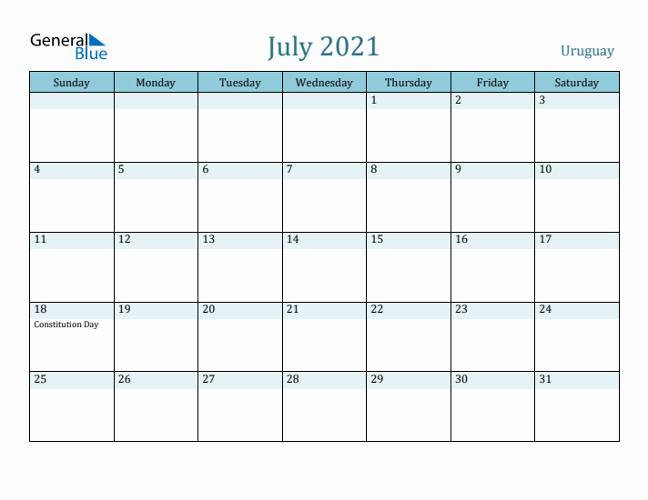 July 2021 Calendar with Holidays