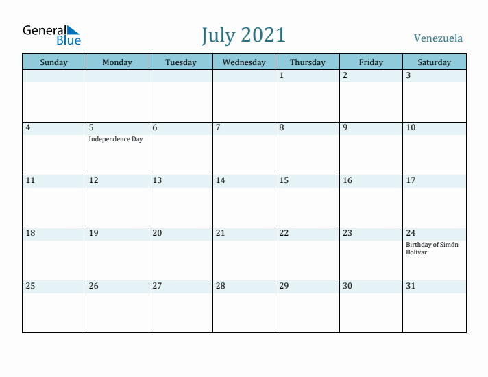 July 2021 Calendar with Holidays