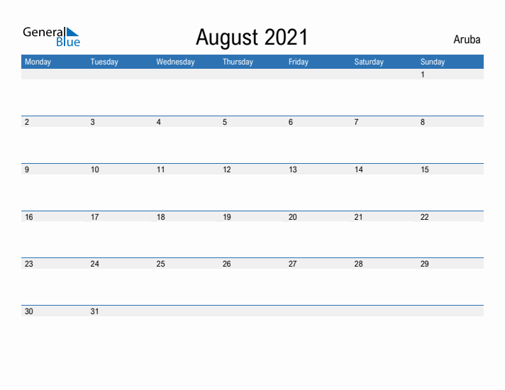 Fillable August 2021 Calendar