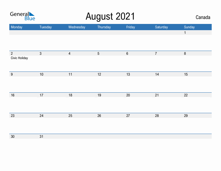 Fillable August 2021 Calendar