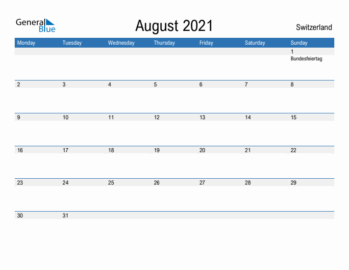 Fillable August 2021 Calendar