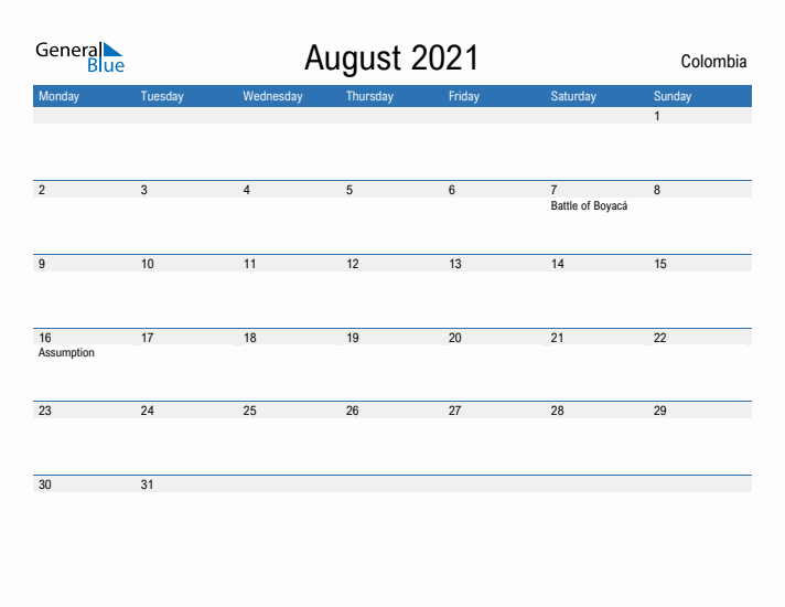 Fillable August 2021 Calendar