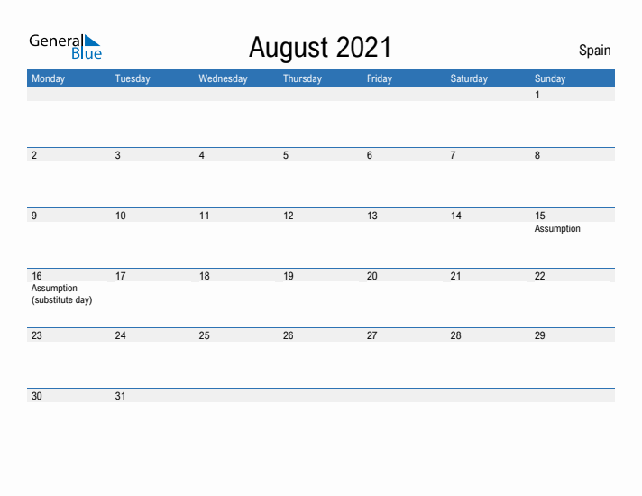 Fillable August 2021 Calendar