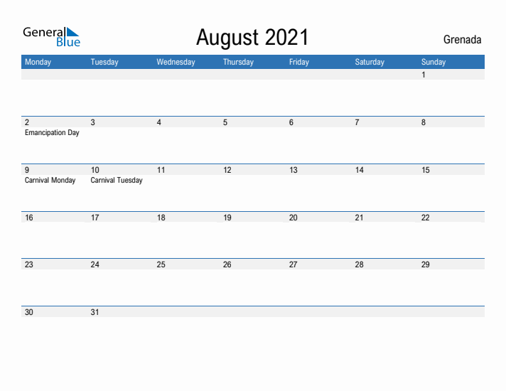 Fillable August 2021 Calendar