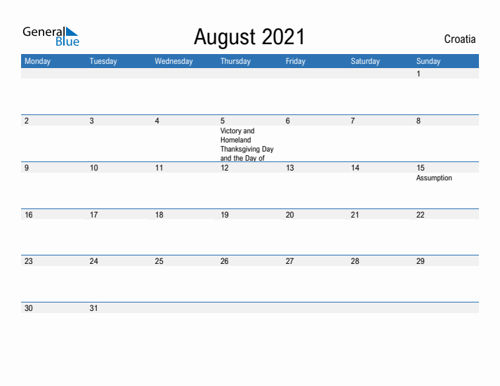 Fillable August 2021 Calendar