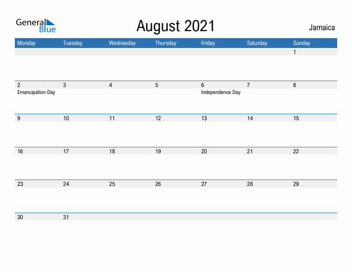 Fillable August 2021 Calendar