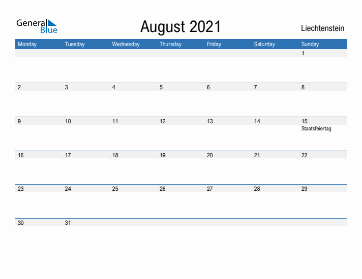 Fillable August 2021 Calendar