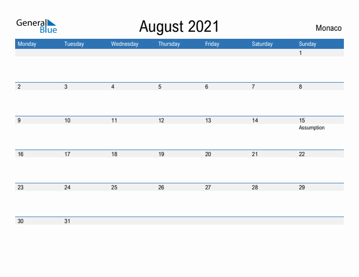 Fillable August 2021 Calendar