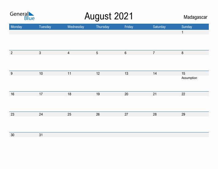 Fillable August 2021 Calendar