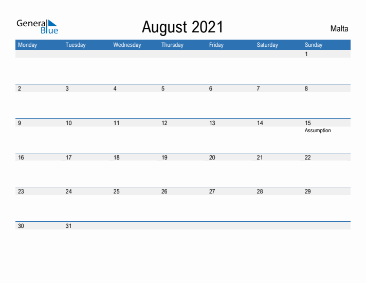 Fillable August 2021 Calendar