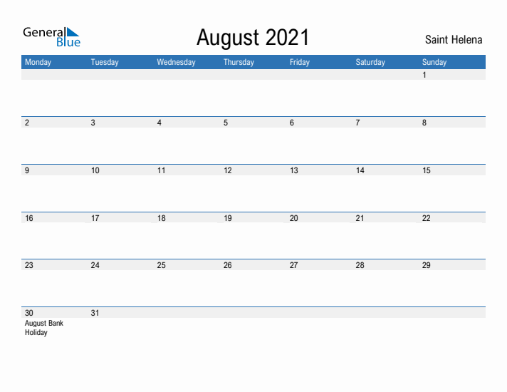 Fillable August 2021 Calendar