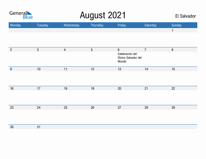 Fillable August 2021 Calendar