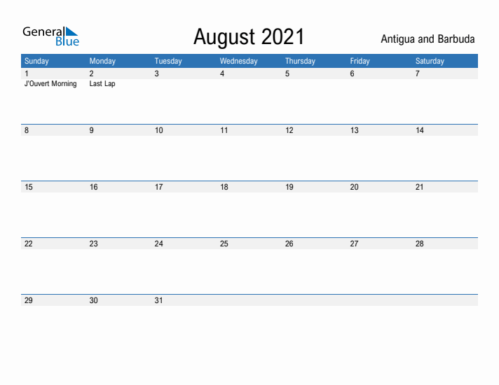 Fillable August 2021 Calendar