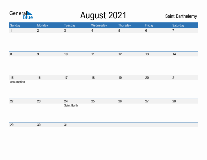 Fillable August 2021 Calendar