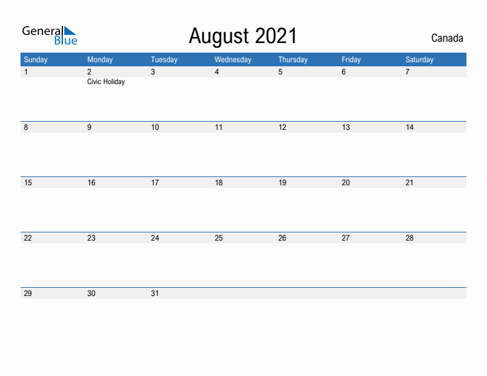 Fillable August 2021 Calendar