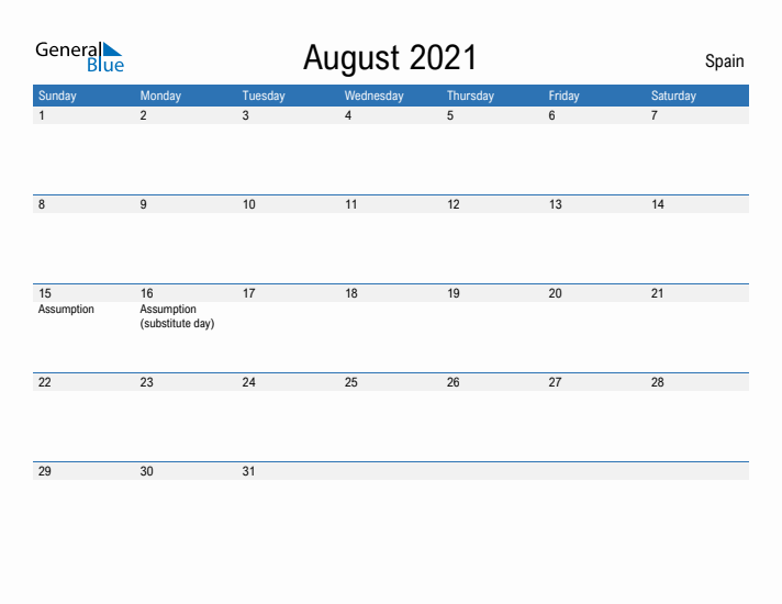 Fillable August 2021 Calendar