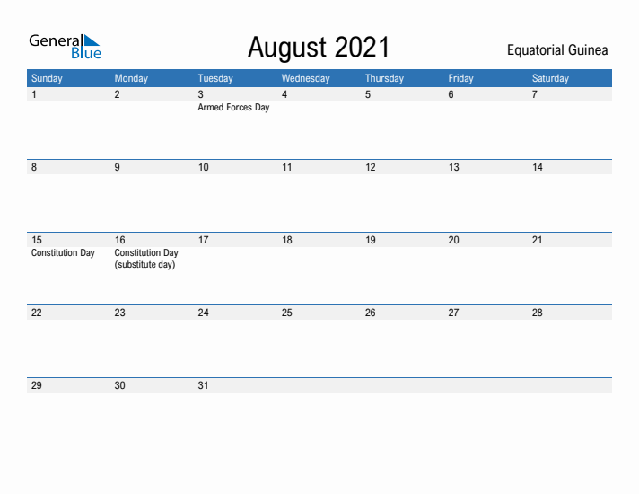 Fillable August 2021 Calendar