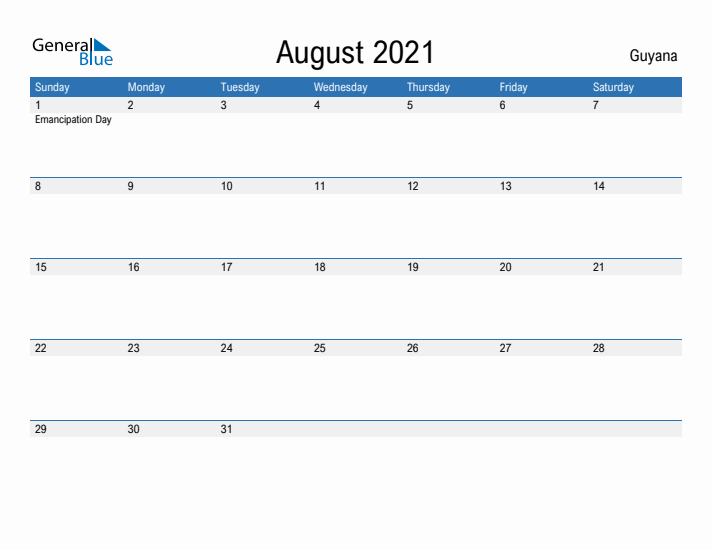 Fillable August 2021 Calendar