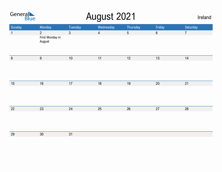 Fillable August 2021 Calendar