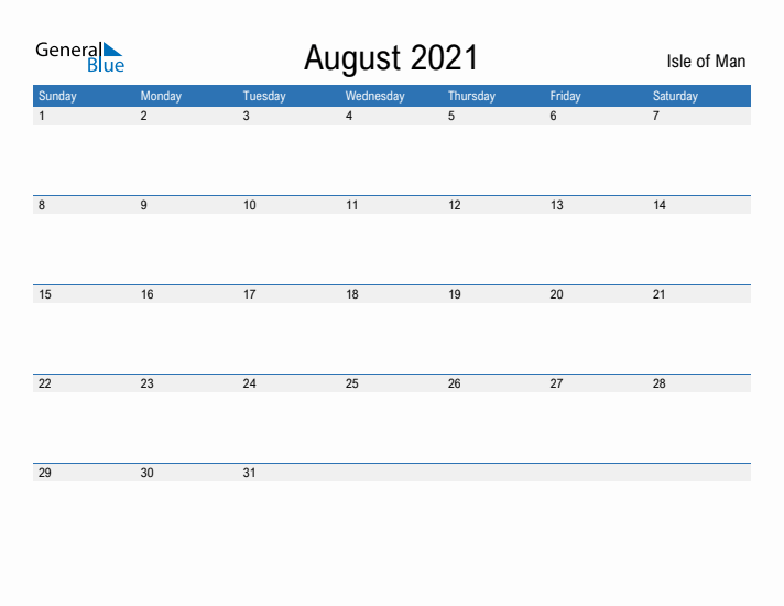 Fillable August 2021 Calendar