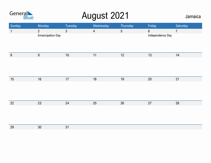 Fillable August 2021 Calendar