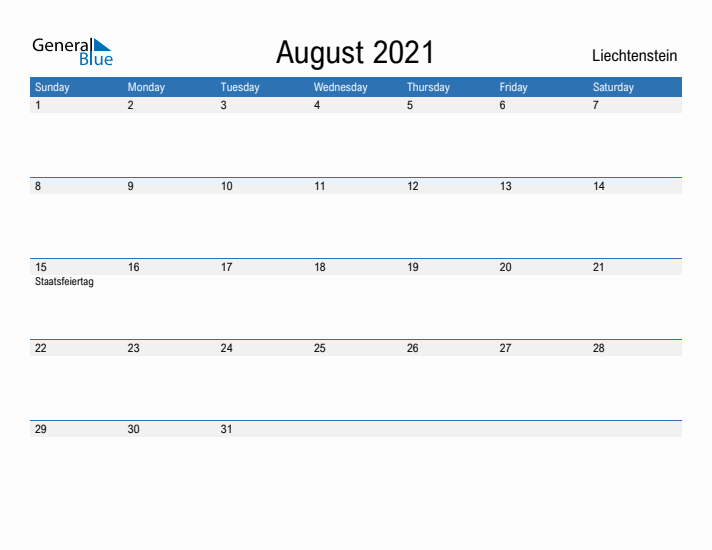 Fillable August 2021 Calendar