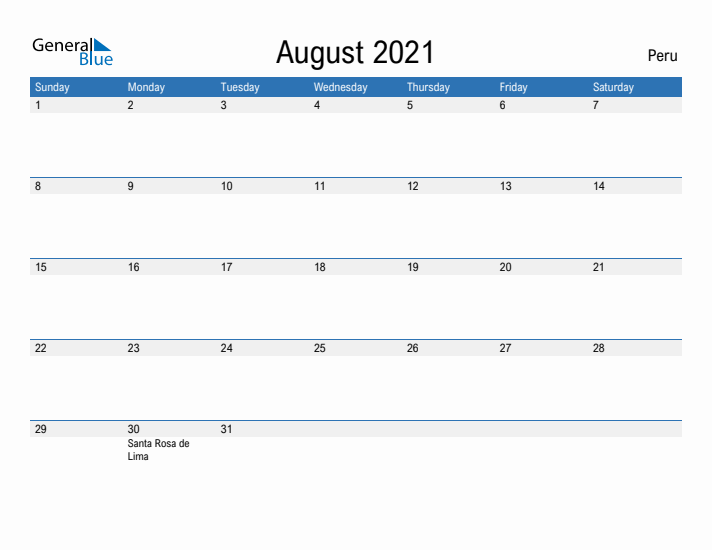 Fillable August 2021 Calendar