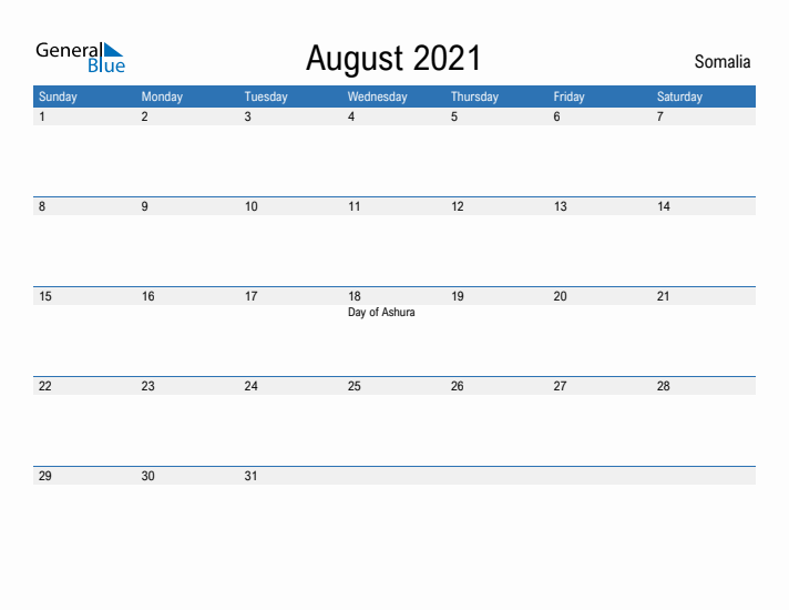 Fillable August 2021 Calendar