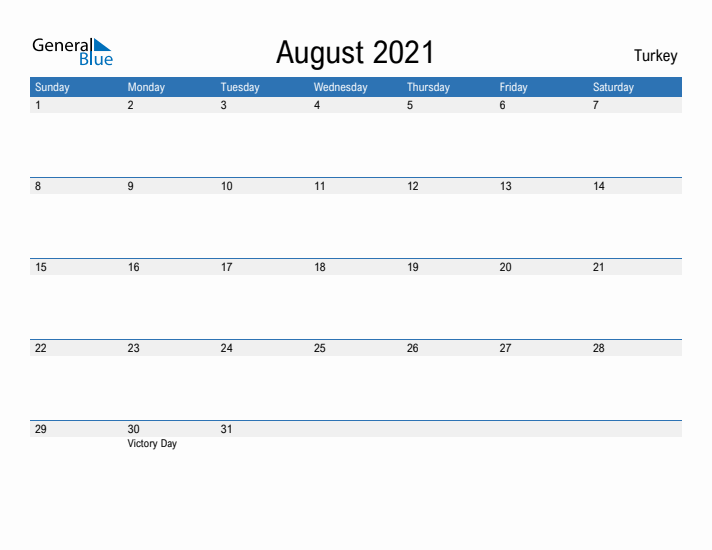 Fillable August 2021 Calendar