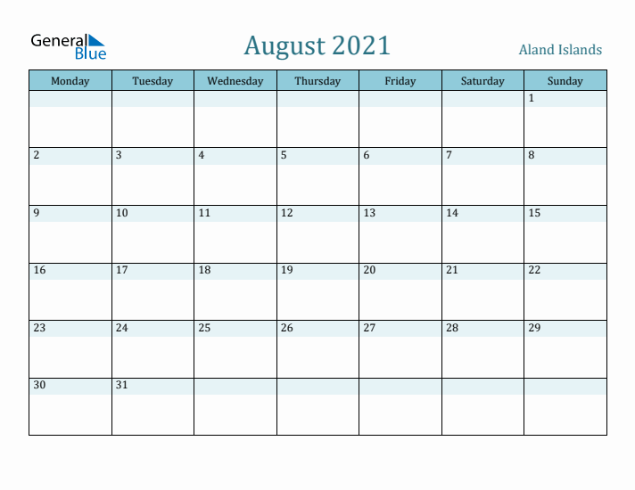 August 2021 Calendar with Holidays