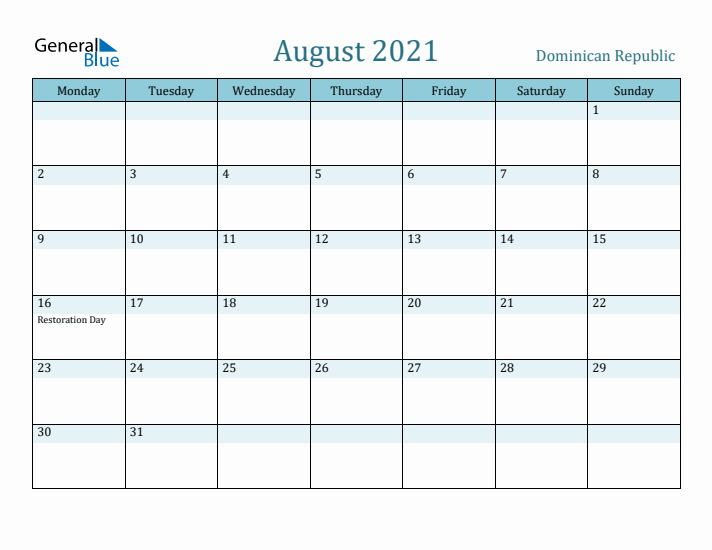 August 2021 Calendar with Holidays