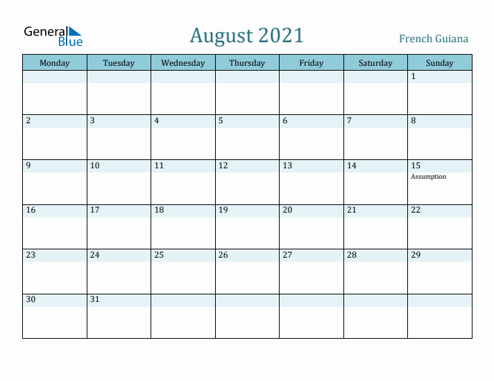 August 2021 Calendar with Holidays