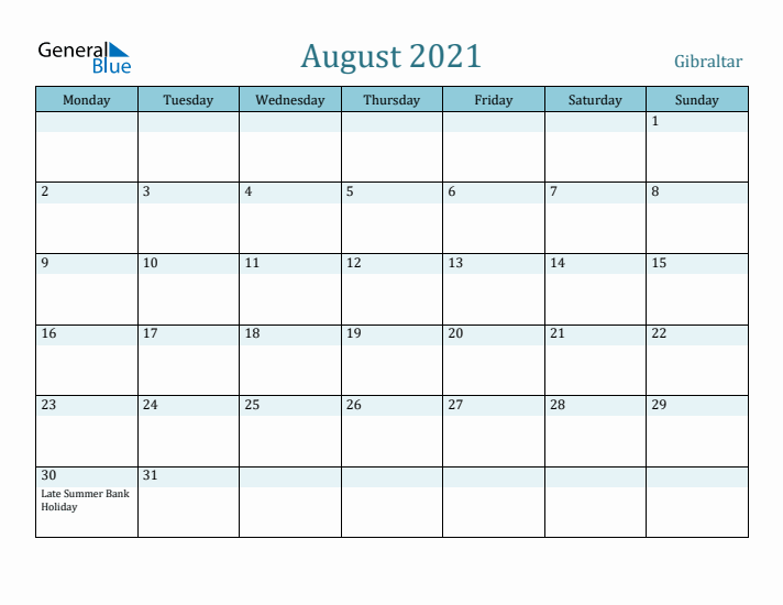 August 2021 Calendar with Holidays