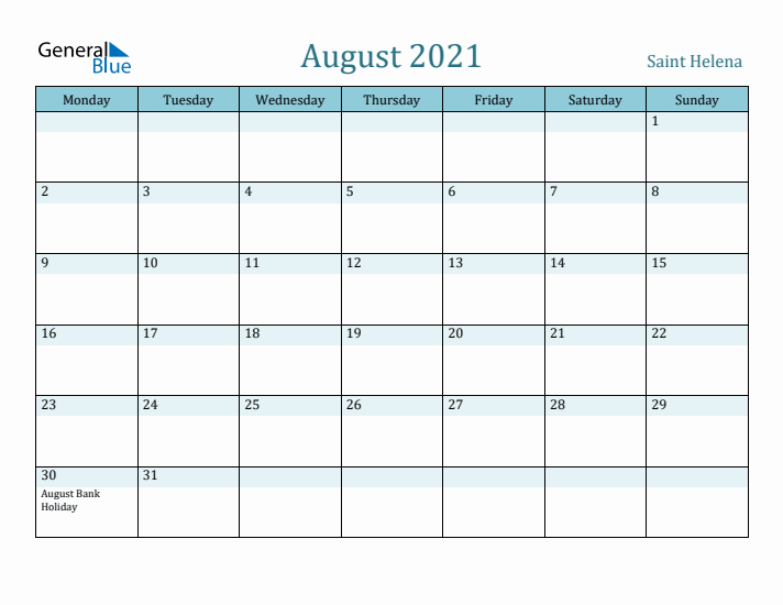 August 2021 Calendar with Holidays