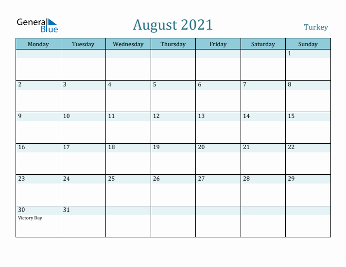 August 2021 Calendar with Holidays