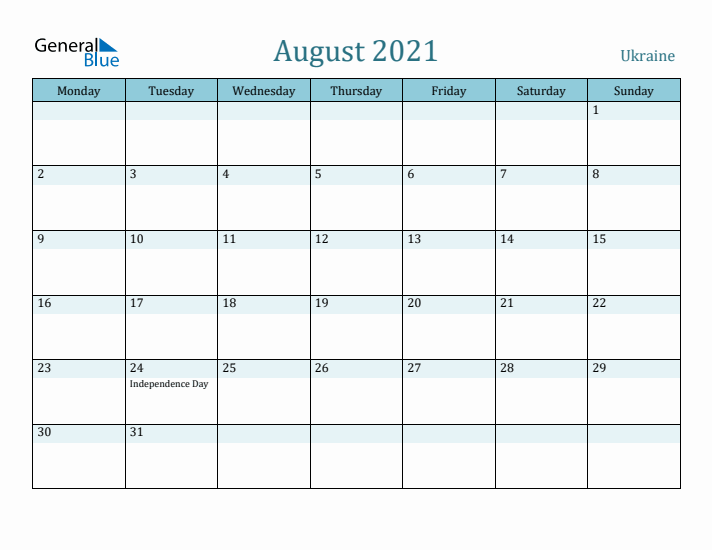 August 2021 Calendar with Holidays