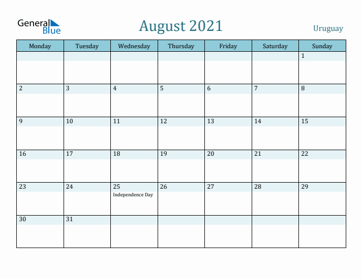 August 2021 Calendar with Holidays