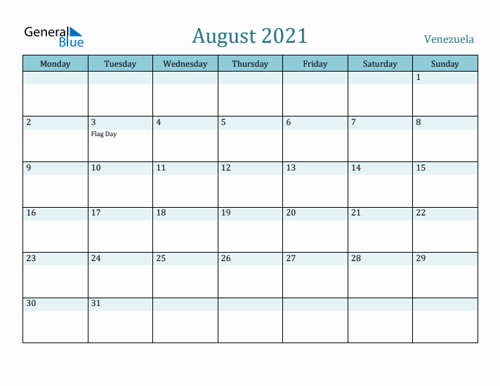 August 2021 Calendar with Holidays