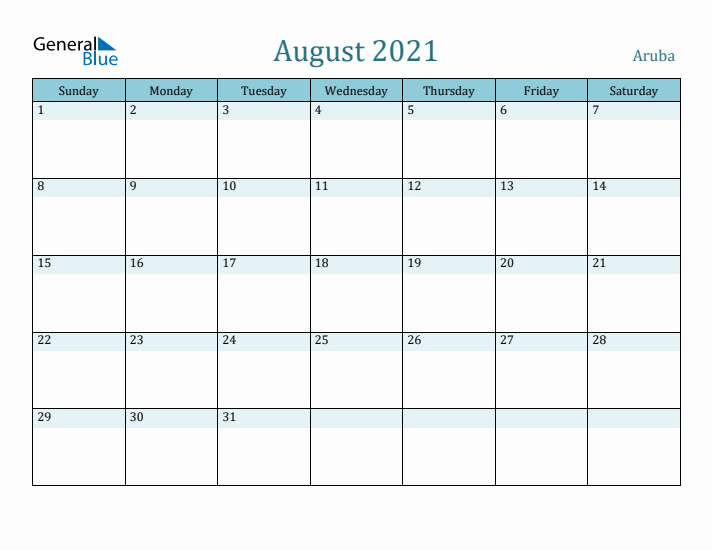 August 2021 Calendar with Holidays