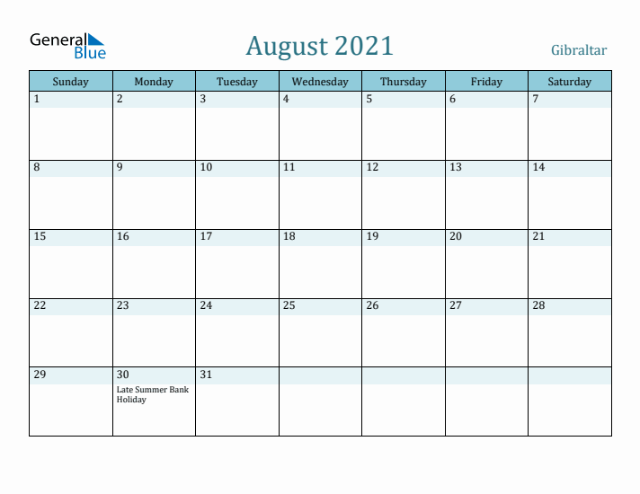 August 2021 Calendar with Holidays