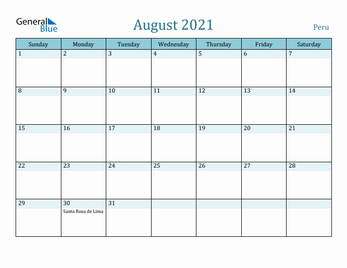 August 2021 Calendar with Holidays