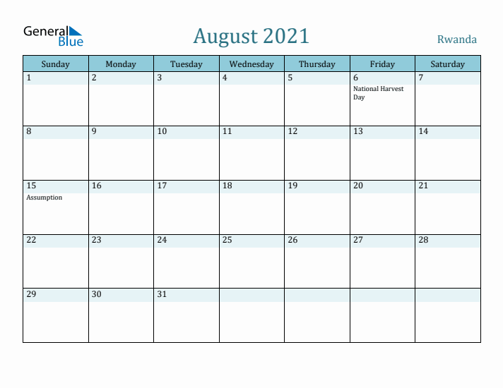 August 2021 Calendar with Holidays