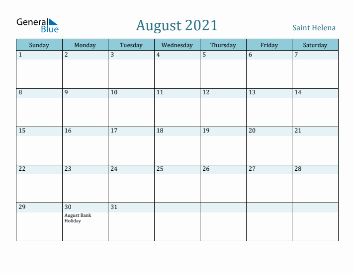 August 2021 Calendar with Holidays