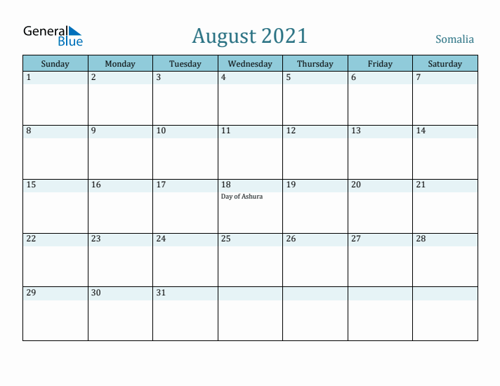 August 2021 Calendar with Holidays