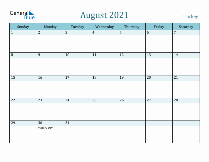 August 2021 Calendar with Holidays