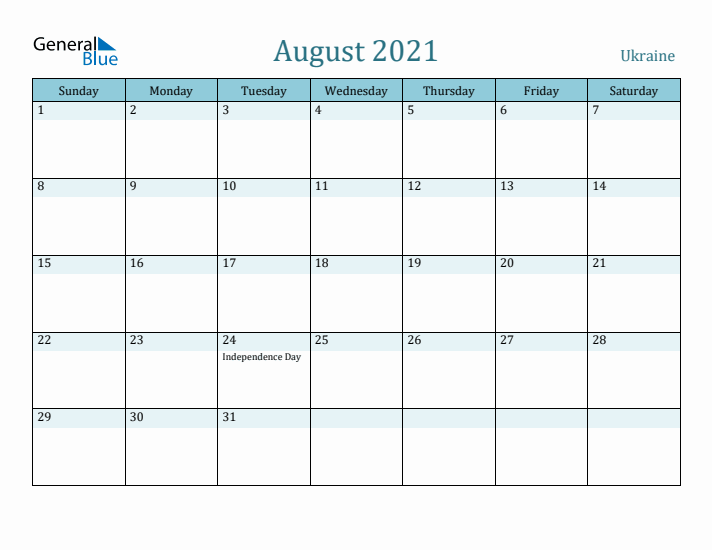 August 2021 Calendar with Holidays