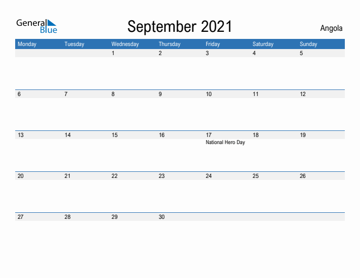 Fillable September 2021 Calendar