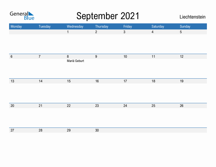 Fillable September 2021 Calendar